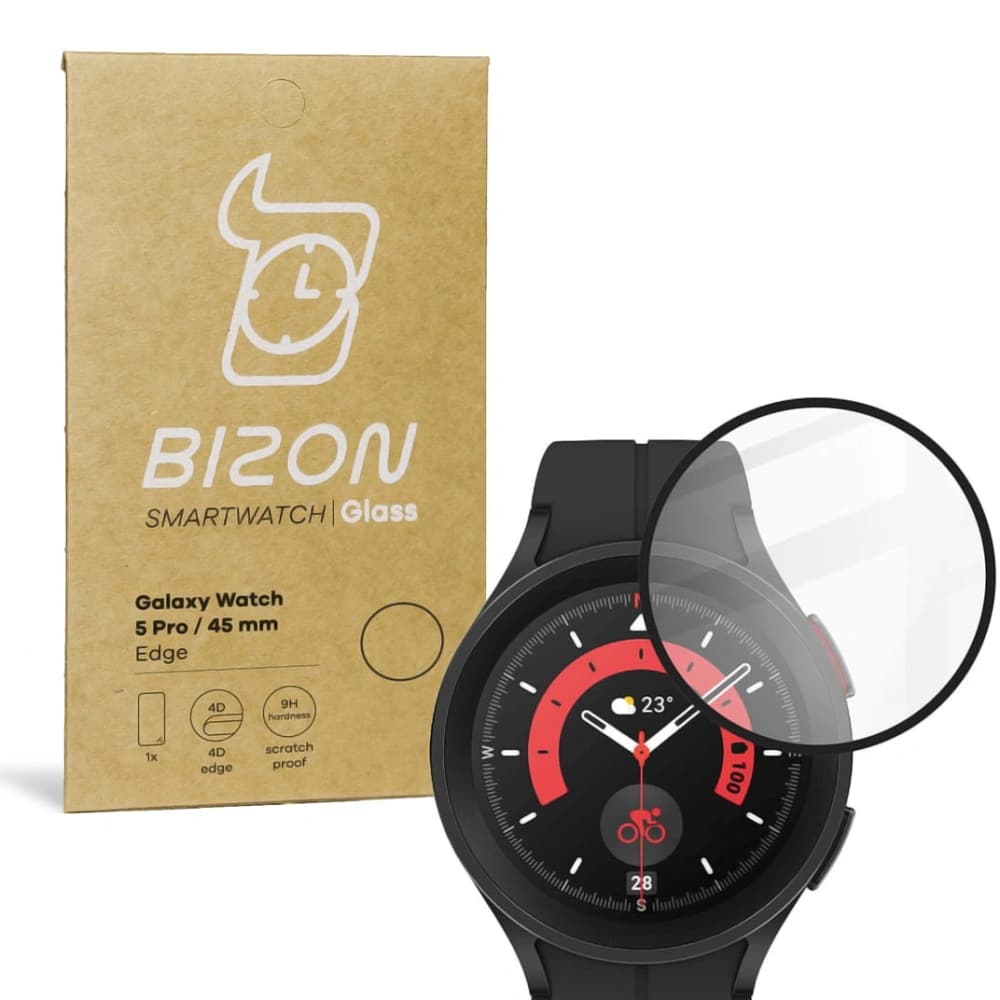Hybriční sklo Bizon Glass Edge pro Samsung Galaxy Watch 5 Pro 45 mm černé - 1