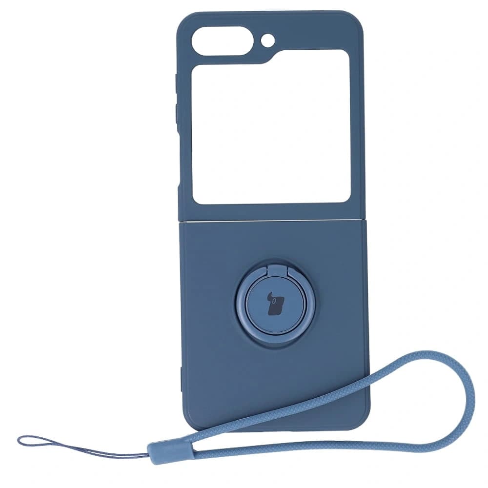 Etui Bizon Case Silicone Ring Sq do Samsung Galaxy Z Flip5 modré