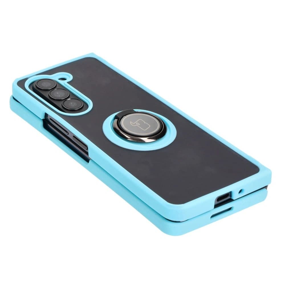 Bizon Case Hybrid Ring Samsung Galaxy Z Fold5 rauchig mit einem hellblauen Rahmen - 4