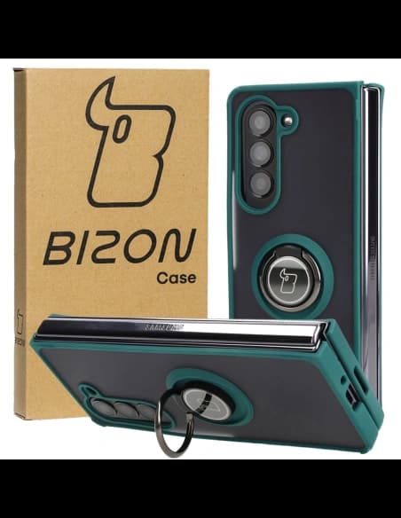 Bizon Case Hybrid Ring Samsung Galaxy Z Fold5 füstös sötétzöld kerettel