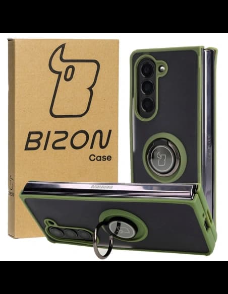Bizon Case Hybrid Ring Samsung Galaxy Z Fold5 füstös zöld kerettel