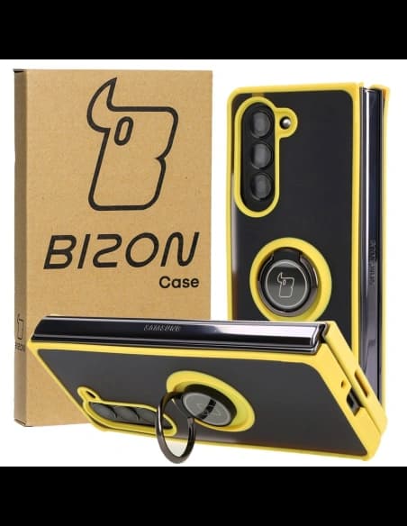 Bizon Case Hybrid Ring Samsung Galaxy Z Fold5 füstös sárga kerettel