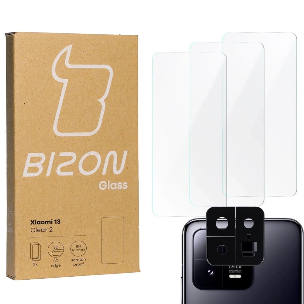 BIZON Clear 2 3x Bildschirmglas + Kameraglas Xiaomi 13