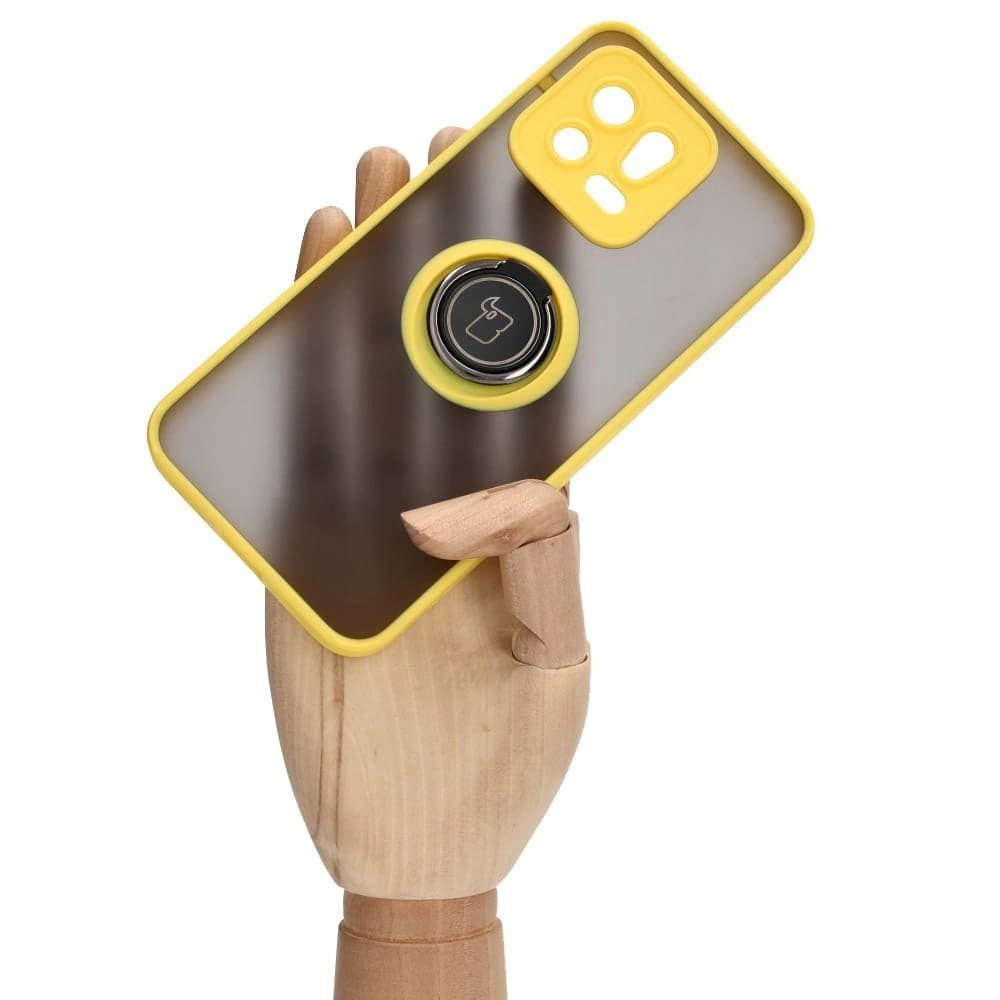 Caz Bizon Hybrid Ring Xiaomi 13 fumuriu cu un cadru galben - 6