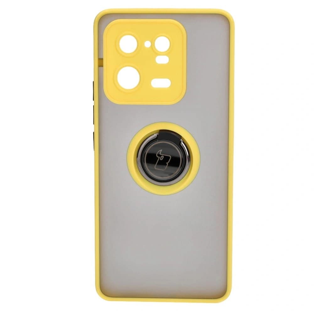 Bizon Case Hybrid Ring Xiaomi 13 Pro smoky with a yellow frame - 2