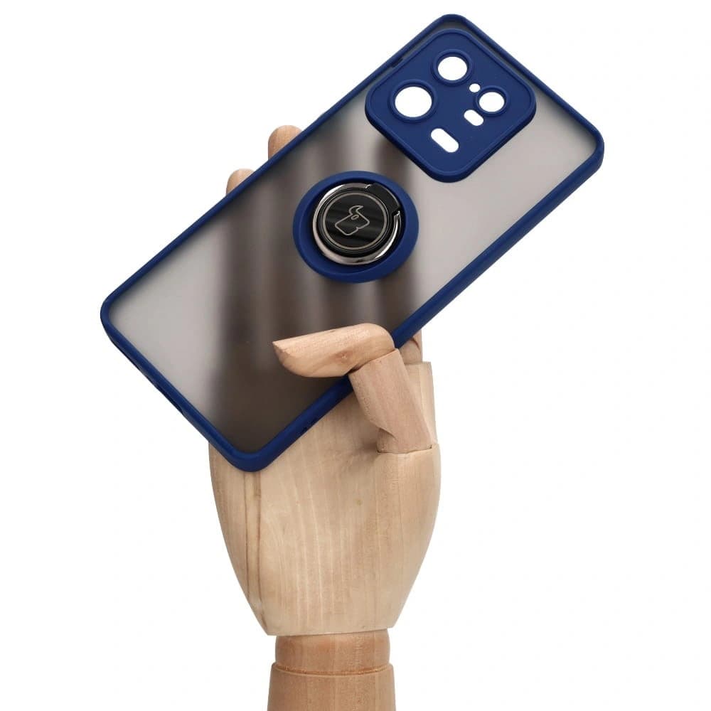 Bizon Case Hybrid Ring Xiaomi 13 Pro smoky with a navy blue frame - 6