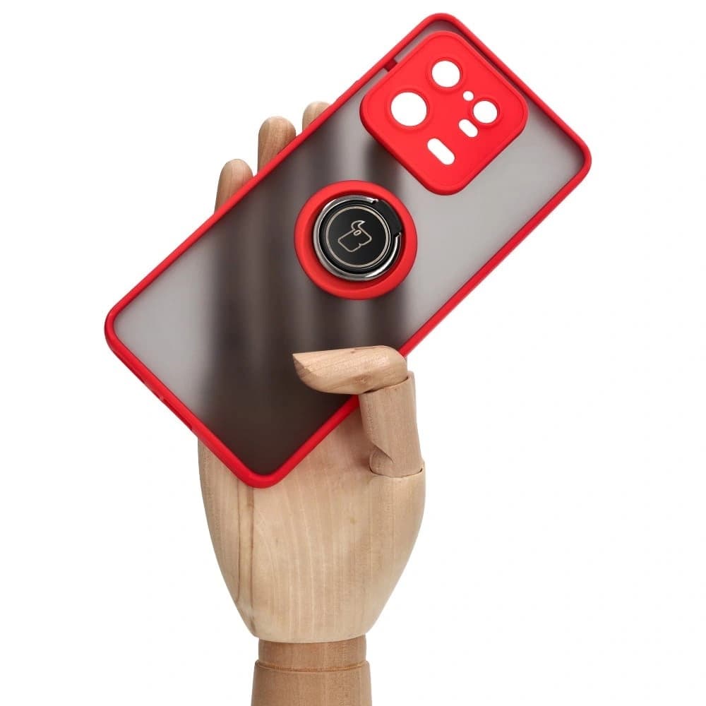 Bizon Case Hybrid Ring Xiaomi 13 Pro smoky with a red frame - 6