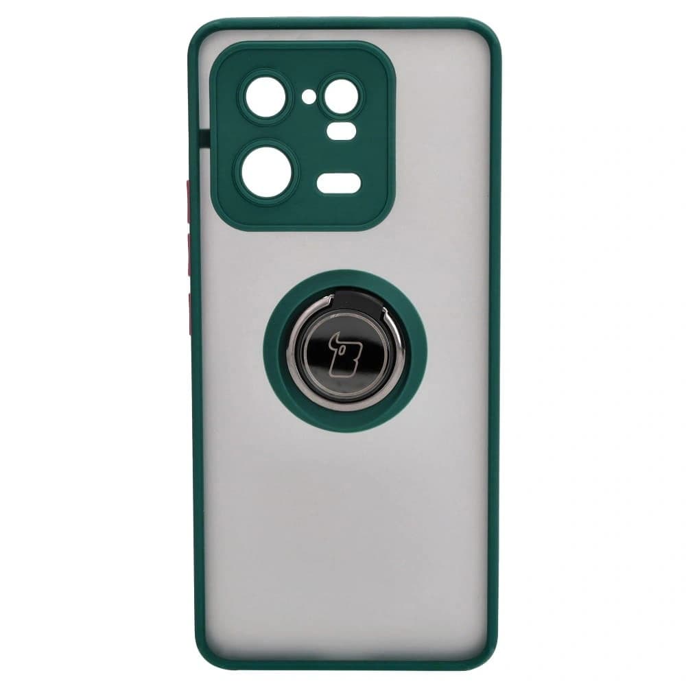 Bizon Case Hybrid Ring Xiaomi 13 Pro smoky with a dark green frame - 2
