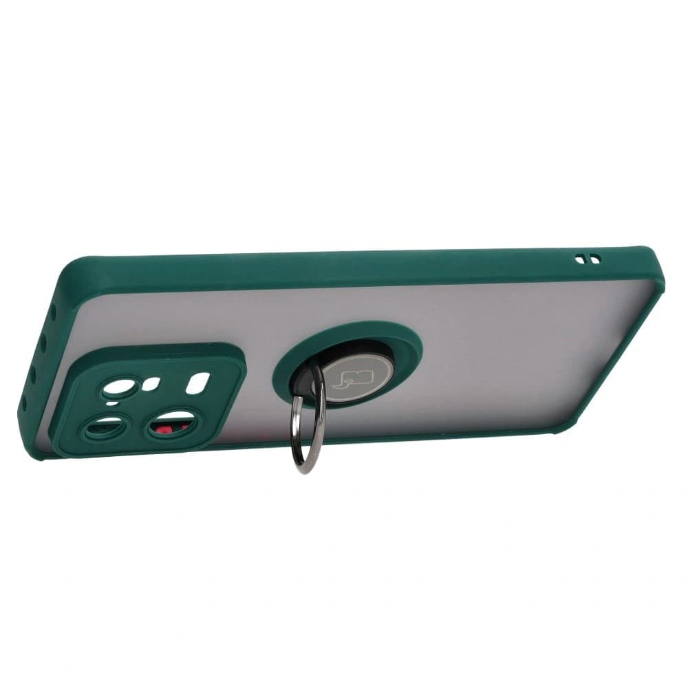 Bizon Case Hybrid Ring Xiaomi 13 Pro smoky with a dark green frame - 5