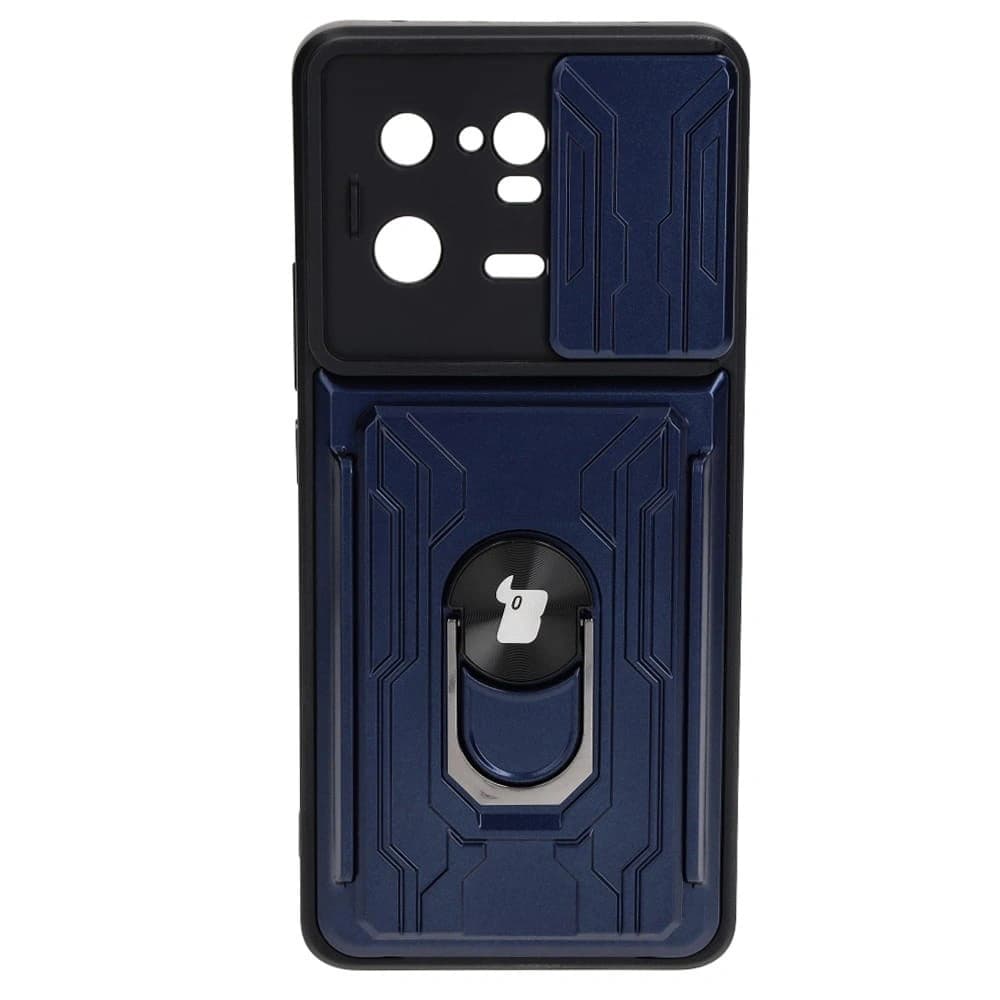 Etui Bizon Case Camshield Card Slot Ring do Xiaomi 13 Pro modré