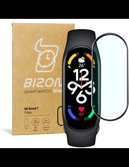 Sklo hybridní Bizon Glass Edge pro Xiaomi Mi Smart Band 7 černé