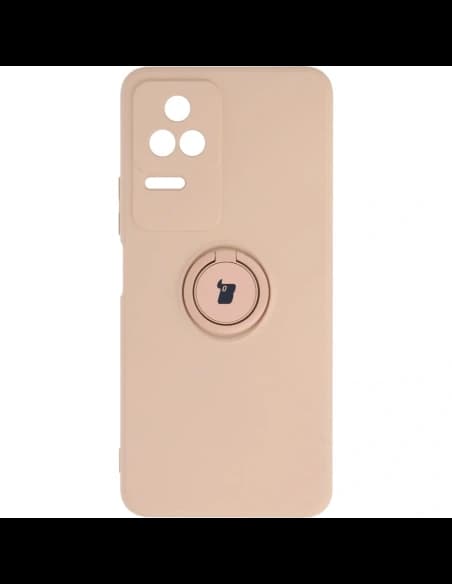 Etui Bizon Case Silicone Ring Sq do Xiaomi Poco F4 jasnoróżowe