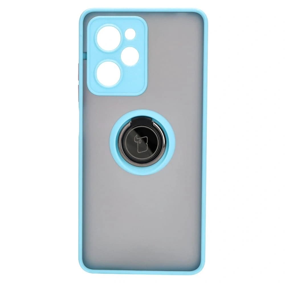 Bizon Case Hybrid Ring Xiaomi Poco X5 Pro fumuriu cu un cadru bleu deschis - 2