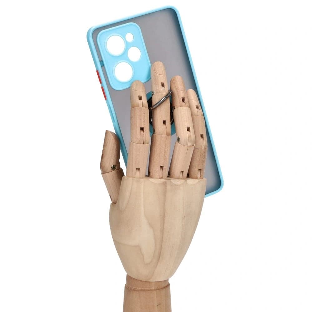 Bizon Case Hybrid Ring Xiaomi Poco X5 Pro fumuriu cu un cadru bleu deschis - 8