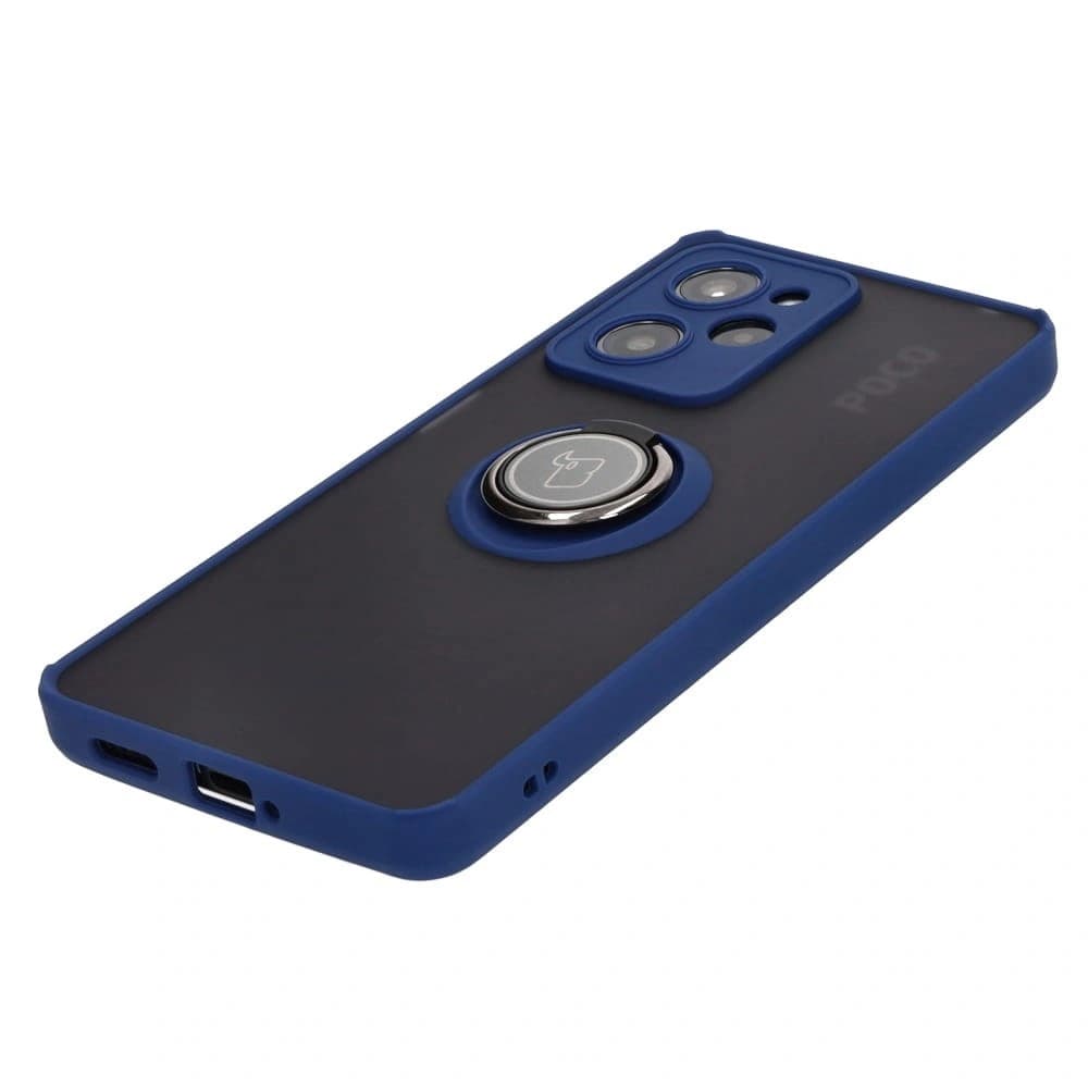 Bizon Case Hybrid Ring Xiaomi Poco X5 Pro fumuriu cu un cadru albastru marin - 3
