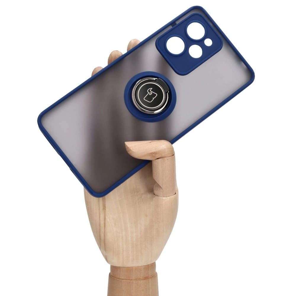 Bizon Case Hybrid Ring Xiaomi Poco X5 Pro fumuriu cu un cadru albastru marin - 6