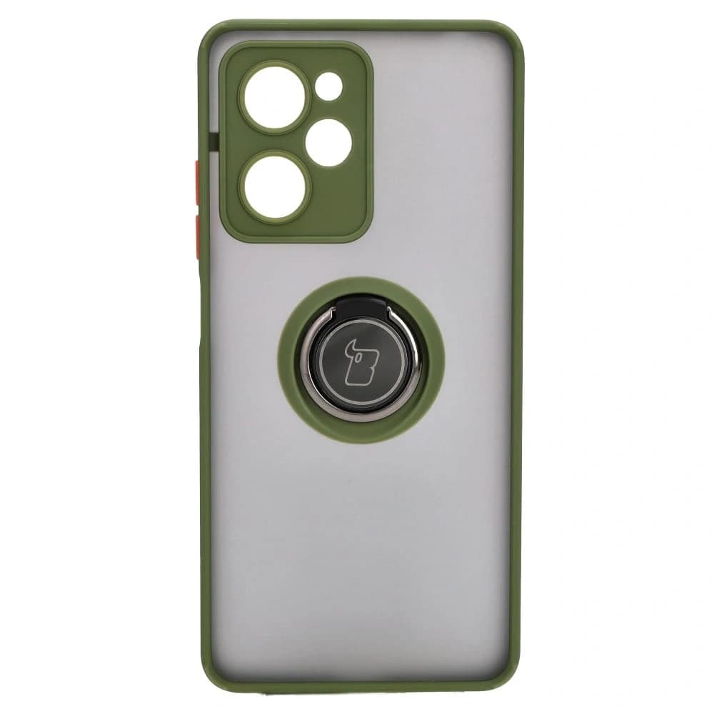 Bizon Case Hybrid Ring Xiaomi Poco X5 Pro fumos cu un cadru verde - 2