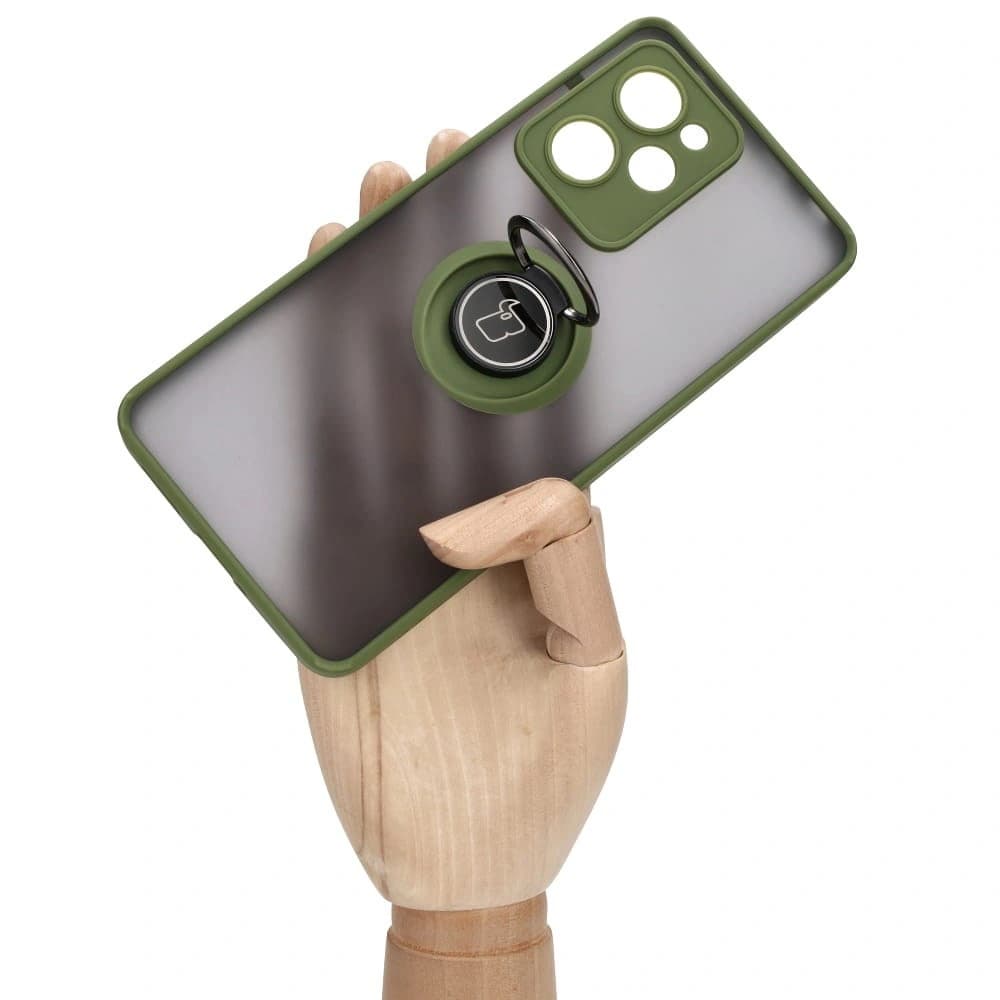 Bizon Case Hybrid Ring Xiaomi Poco X5 Pro fumos cu un cadru verde - 7