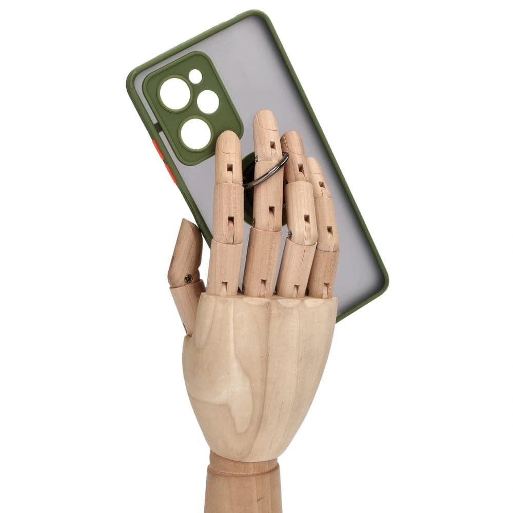 Bizon Case Hybrid Ring Xiaomi Poco X5 Pro fumos cu un cadru verde - 8