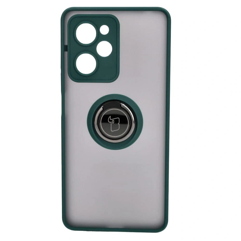 Bizon Case Hybrid Ring Xiaomi Poco X5 Pro fumuriu cu un cadru verde închis - 2