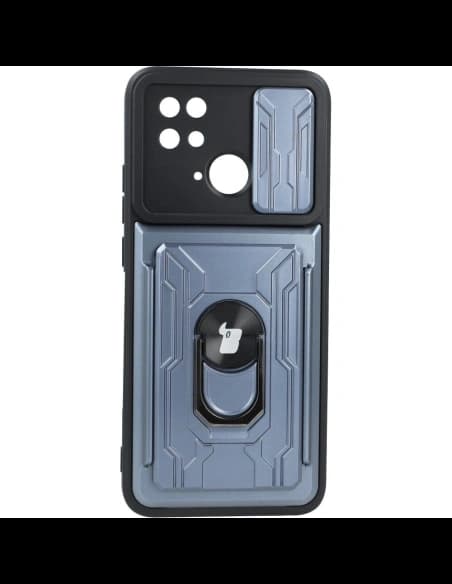 Bizon Case Camshield Kártyahely Gyűrű Xiaomi Redmi 10C szürke