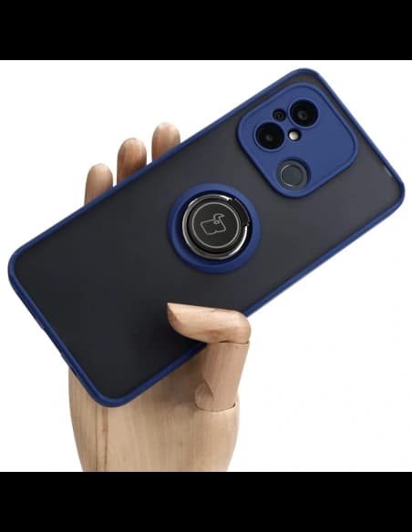 Bizon Case Hybrid Ring Xiaomi Redmi 12C smoky with a navy blue frame