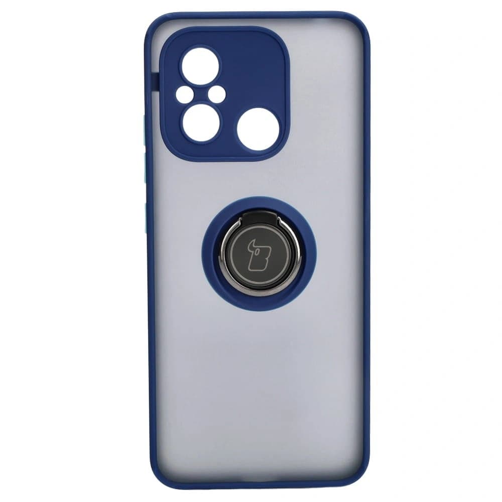 Bizon Case Hybrid Ring Xiaomi Redmi 12C smoky with a navy blue frame - 2