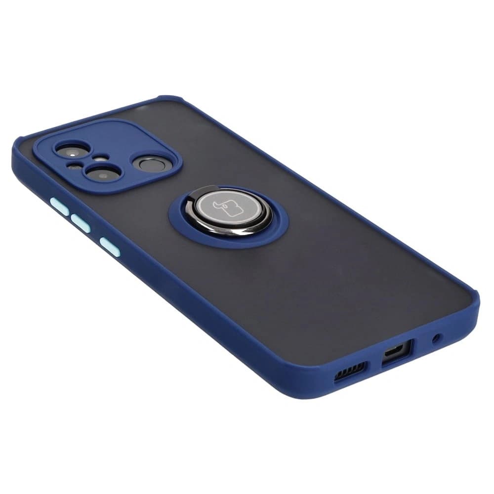 Bizon Case Hybrid Ring Xiaomi Redmi 12C smoky with a navy blue frame - 4