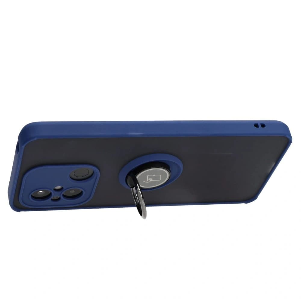 Bizon Case Hybrid Ring Xiaomi Redmi 12C smoky with a navy blue frame - 5