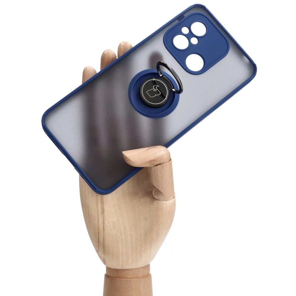 Bizon Case Hybrid Ring Xiaomi Redmi 12C smoky with a navy blue frame - 7