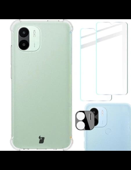 Bizon Case Clear Pack tok + 2x képernyőüveg + lencseüveg Xiaomi Redmi A1 átlátszó