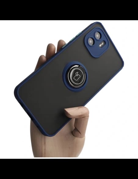 Bizon Case Hybrid Ring Xiaomi Redmi A1 füstös, tengerészkék kerettel