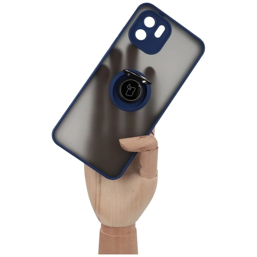 Bizon Case Hybrid Ring Xiaomi Redmi A1 füstös, tengerészkék kerettel - 8