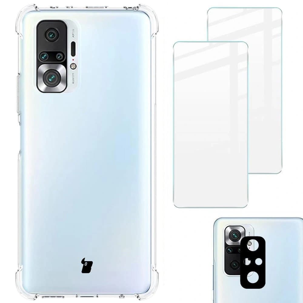 Bizon Case Clear Pack tok + 2x kijelző üveg + lencse üveg Xiaomi Redmi Note 10 Pro átlátszó
