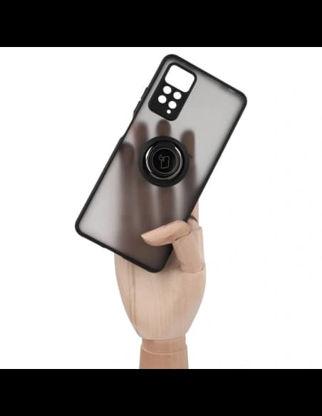 Bizon Case Hybrid Ring Xiaomi Redmi Note 11 Pro / Pro 5G rauchig mit einem schwarzen Rahmen