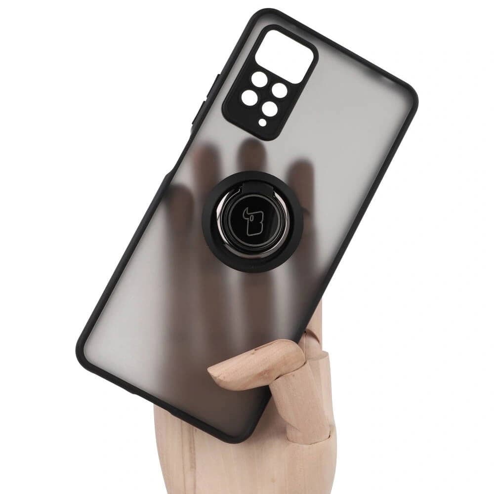 Bizon Case Hybrid Ring Xiaomi Redmi Note 11 Pro / Pro 5G rauchig mit einem schwarzen Rahmen - 6