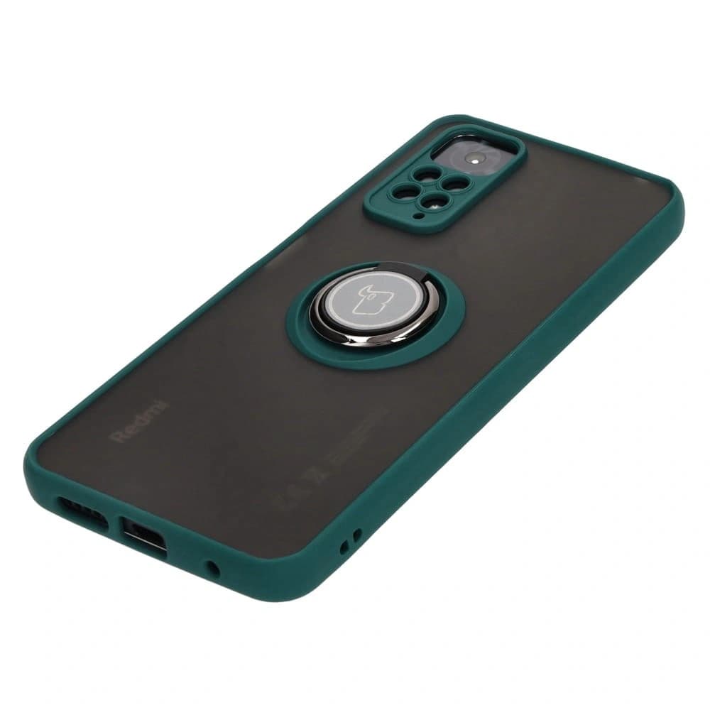 Bizon Case Hybrid Ring Xiaomi Redmi Note 11 / 11S 4G rauchig mit einem dunkelgrünen Rahmen - 3