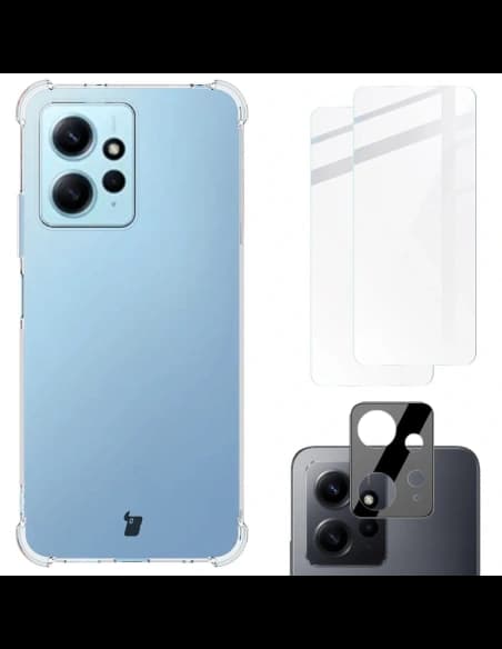 Bizon Case Clear Pack Hülle + 2x Bildschirmglas + Linsenglas Xiaomi Redmi Note 12 4G klar
