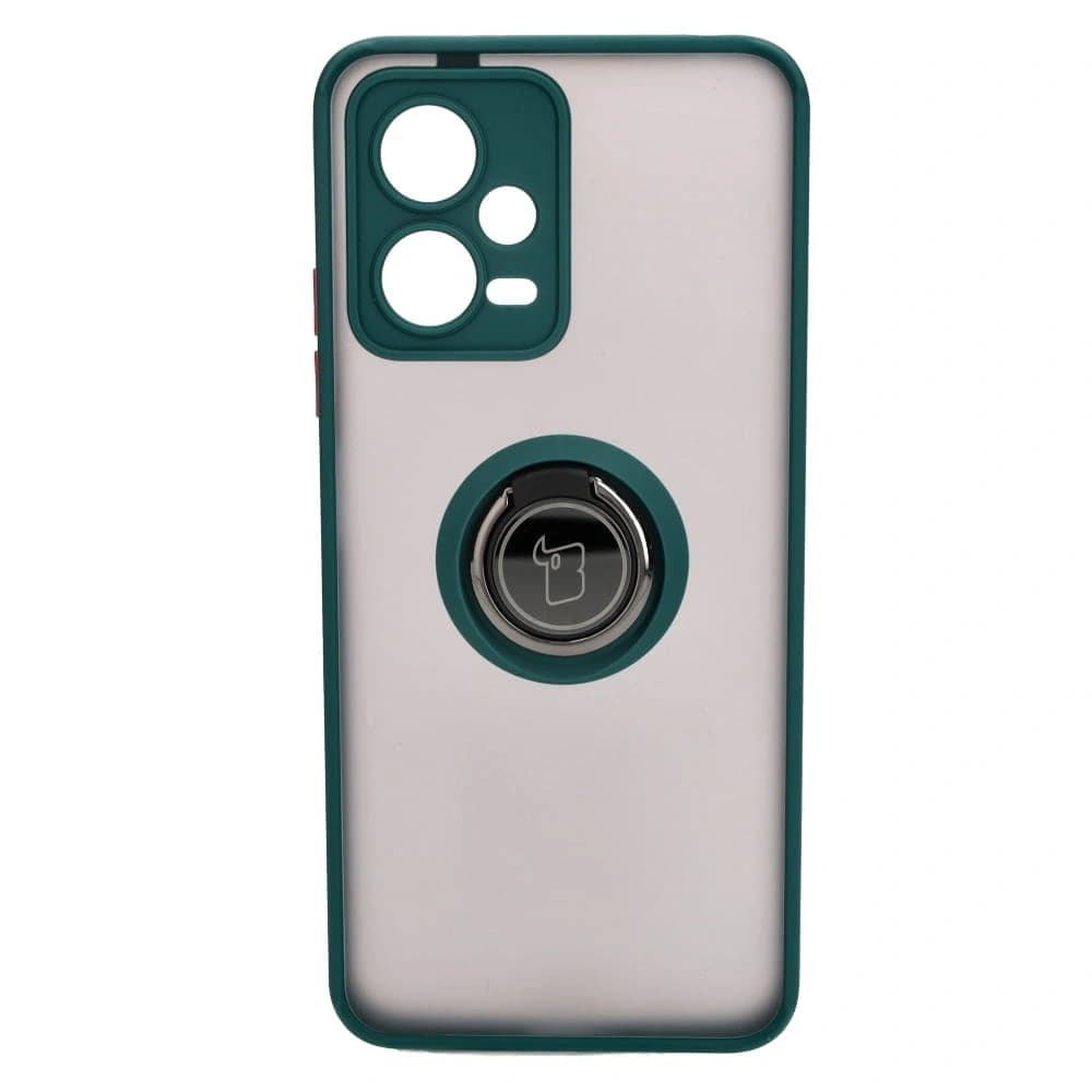 Bizon Case Hybrid Ring Xiaomi Poco X5 / Redmi Note 12 5G fumuriu cu un cadru verde închis - 2