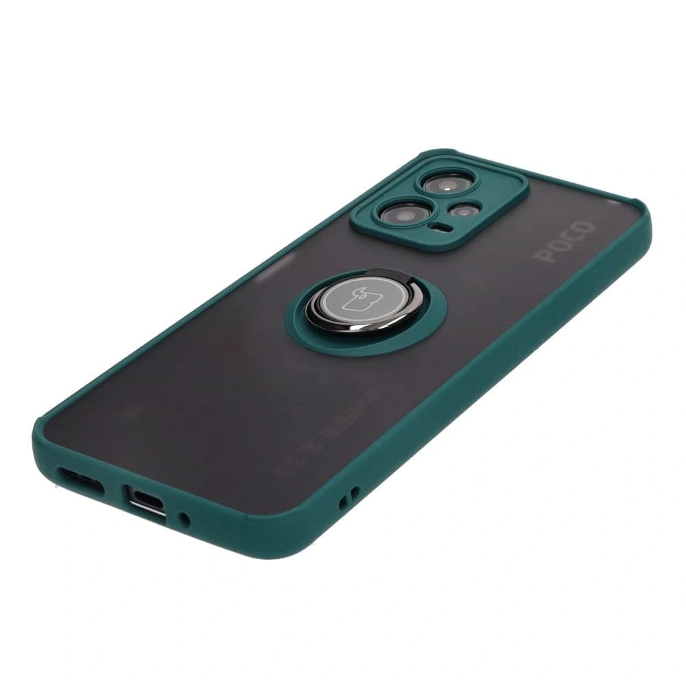 Bizon Case Hybrid Ring Xiaomi Poco X5 / Redmi Note 12 5G fumuriu cu un cadru verde închis - 3