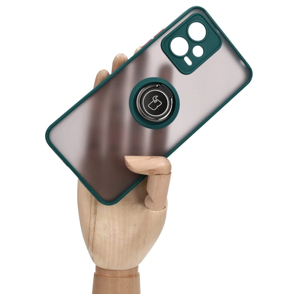 Bizon Case Hybrid Ring Xiaomi Poco X5 / Redmi Note 12 5G fumuriu cu un cadru verde închis - 6