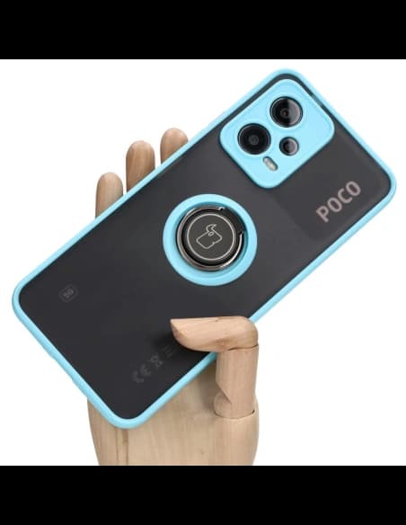 Bizon Case Hybrid Ring Xiaomi Poco X5 / Redmi Note 12 5G smoky with a light blue frame
