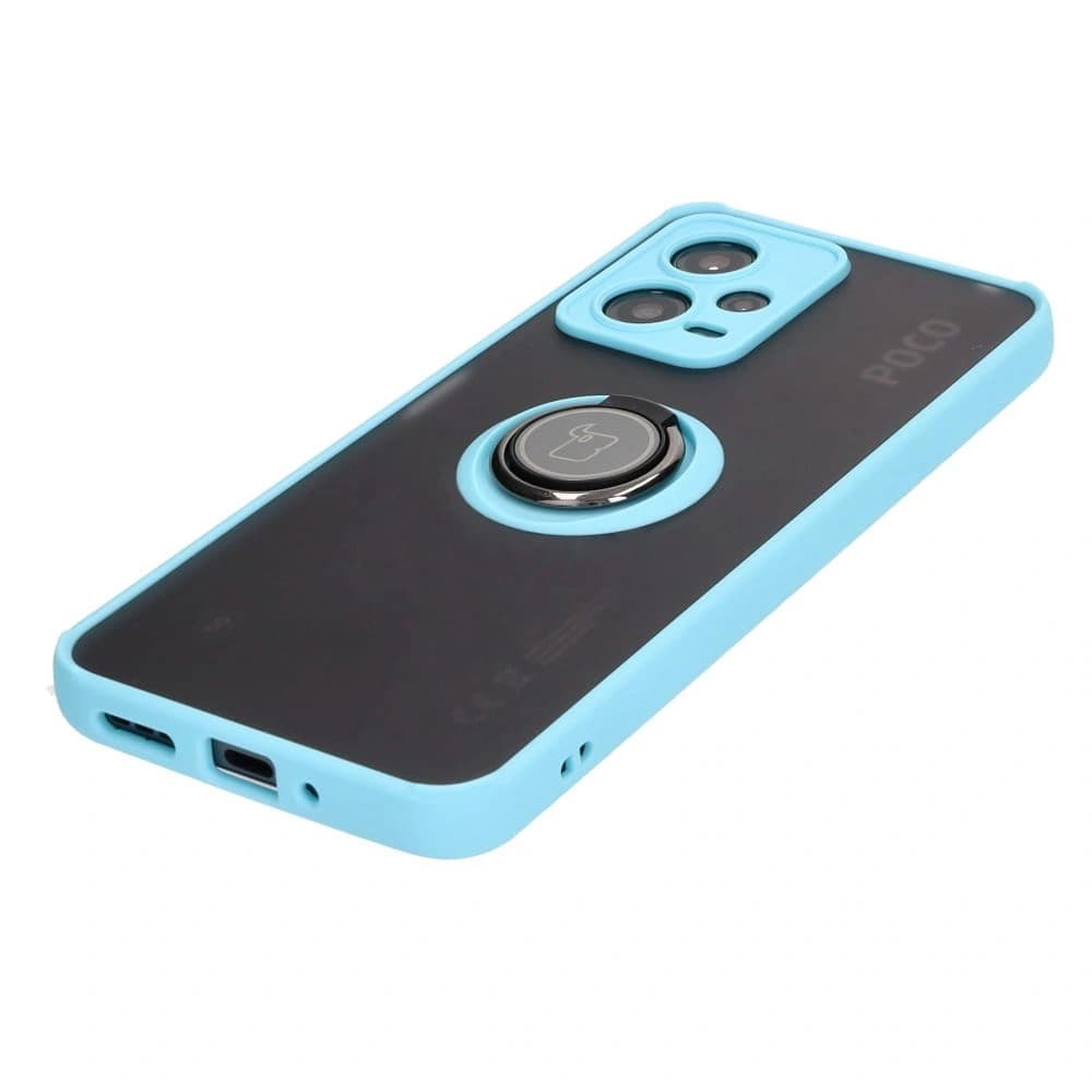 Bizon Case Hybrid Ring Xiaomi Poco X5 / Redmi Note 12 5G smoky with a light blue frame - 3