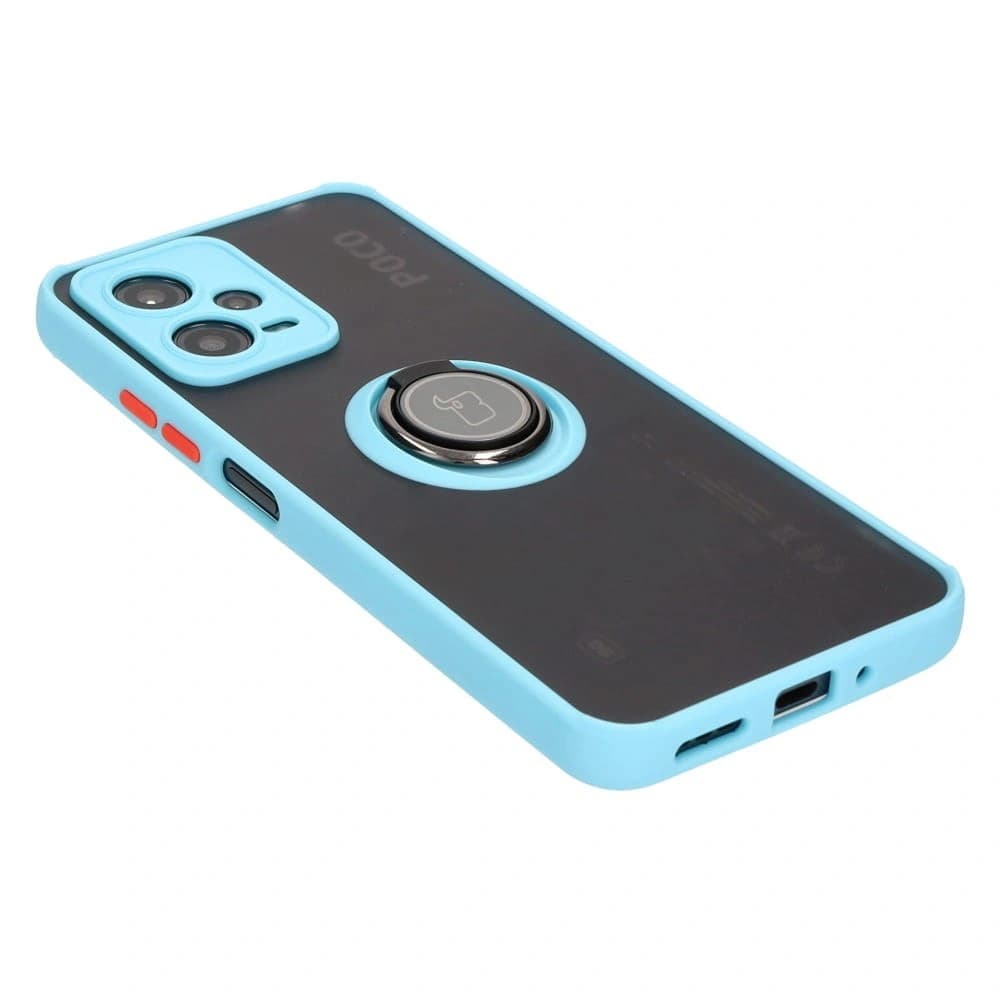 Bizon Case Hybrid Ring Xiaomi Poco X5 / Redmi Note 12 5G smoky with a light blue frame - 4