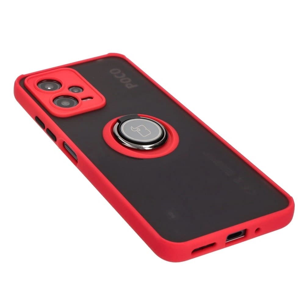 Bizon Case Hybrid Ring Xiaomi Poco X5 / Redmi Note 12 5G smoky with a red frame - 4