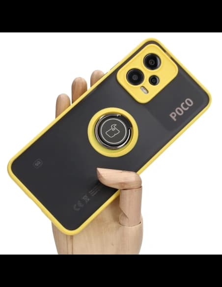 Bizon Case Hybrid Ring Xiaomi Poco X5 / Redmi Note 12 5G smoky with a yellow frame