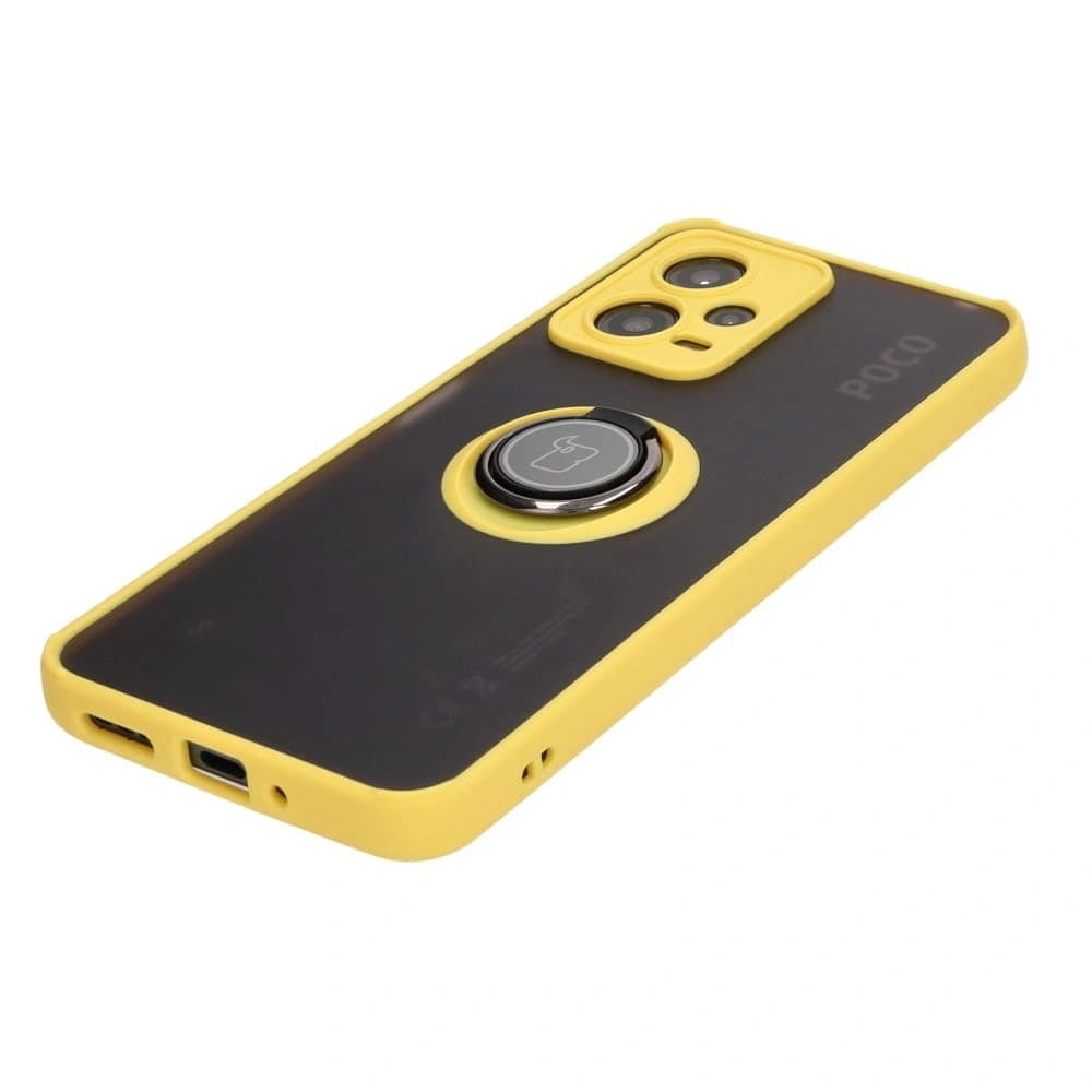 Bizon Case Hybrid Ring Xiaomi Poco X5 / Redmi Note 12 5G smoky with a yellow frame - 3