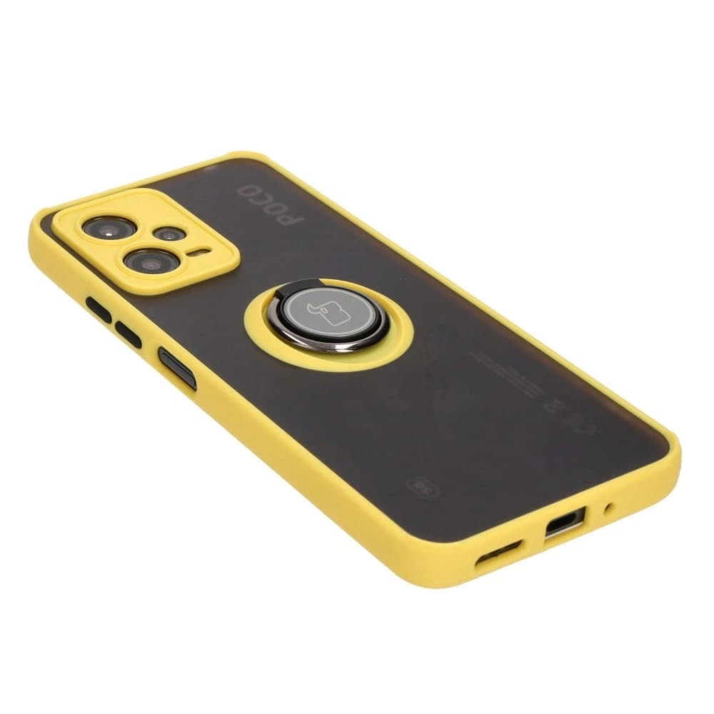 Bizon Case Hybrid Ring Xiaomi Poco X5 / Redmi Note 12 5G smoky with a yellow frame - 4