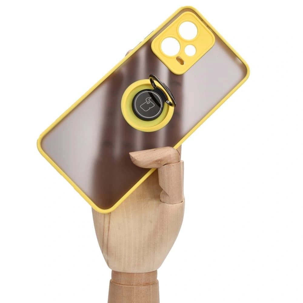 Bizon Case Hybrid Ring Xiaomi Poco X5 / Redmi Note 12 5G smoky with a yellow frame - 7