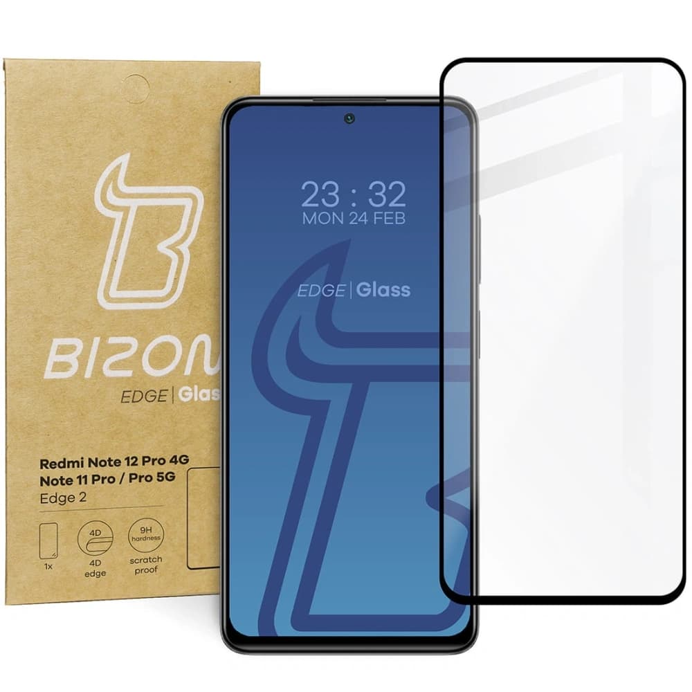Bizon Glass Edge 2 Xiaomi Redmi Note 12 Pro 4G/11 Pro 4G/5G negru